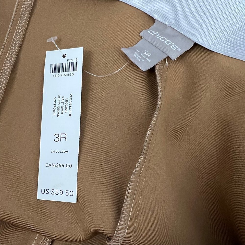Chico's Vegan Suede Legging Pant Basic Dusty Cedar 3R 16R NWT - Picture 3 of 8
